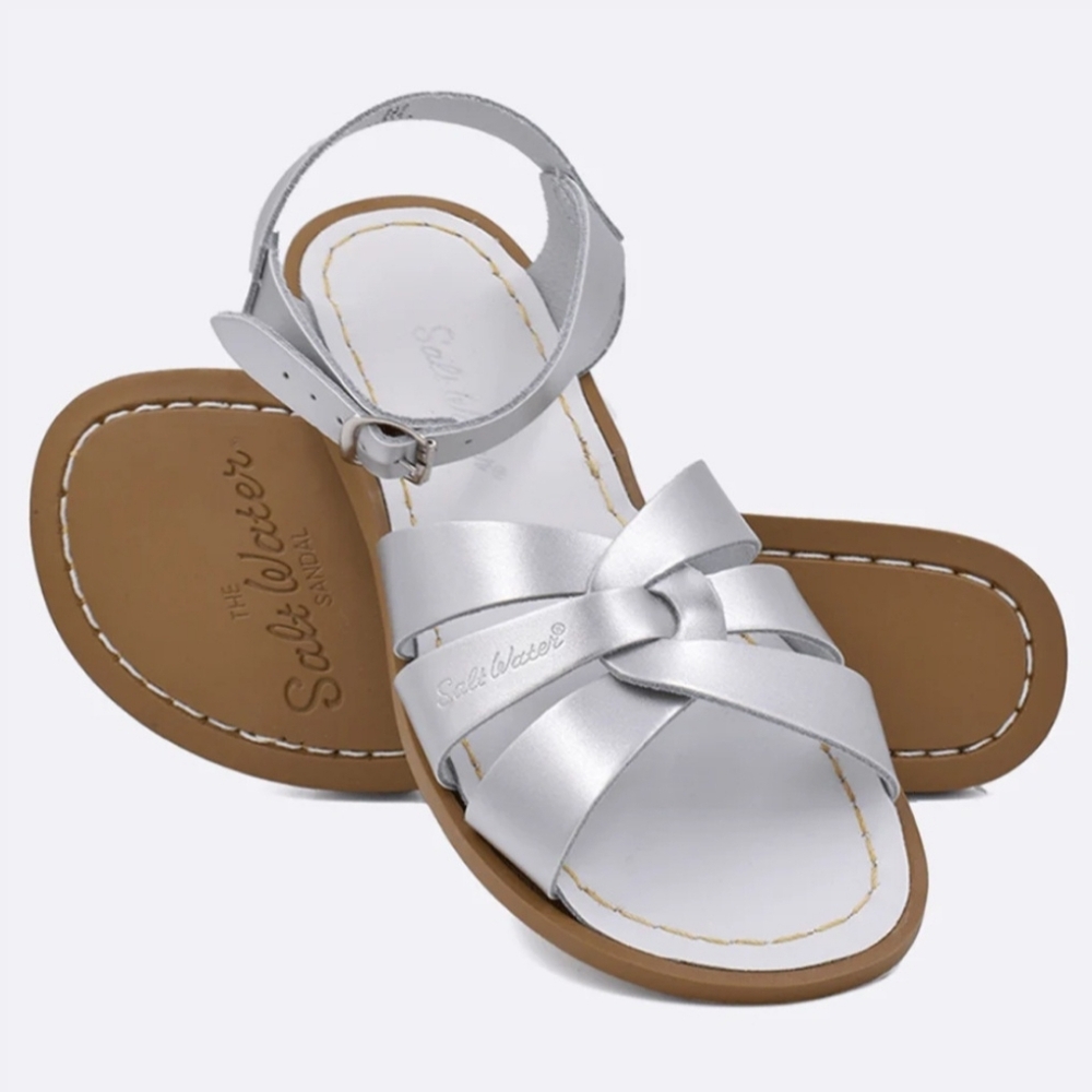 Salt Water Original Silver Leather Sandals